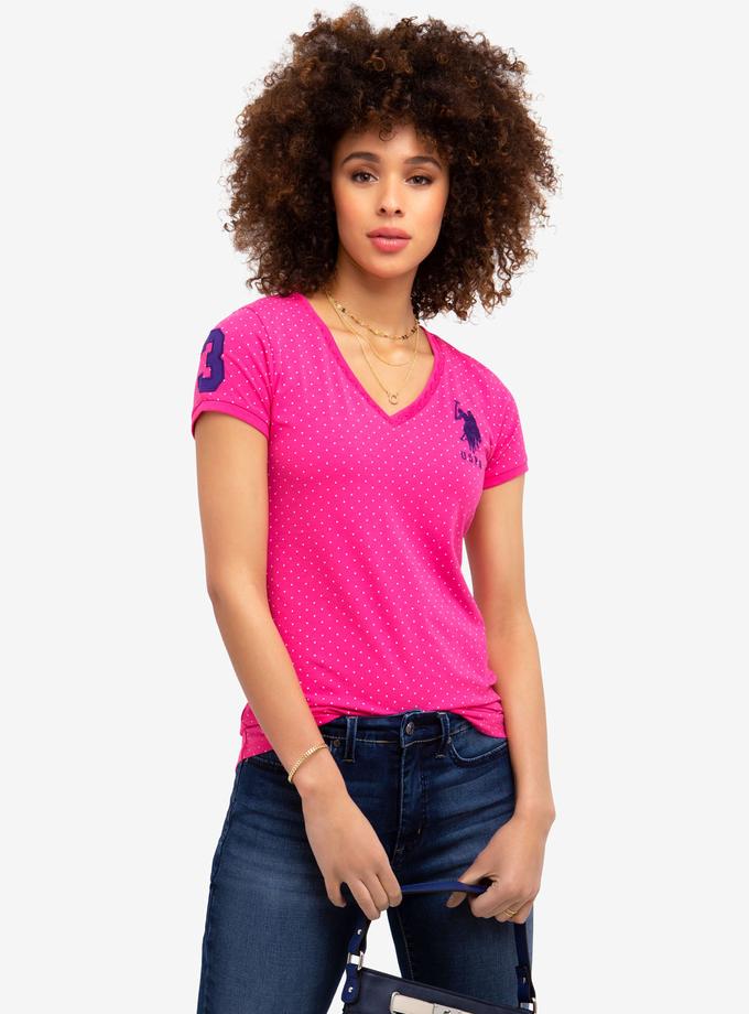 USPA Dot V-neck T-Shirt Free shipping