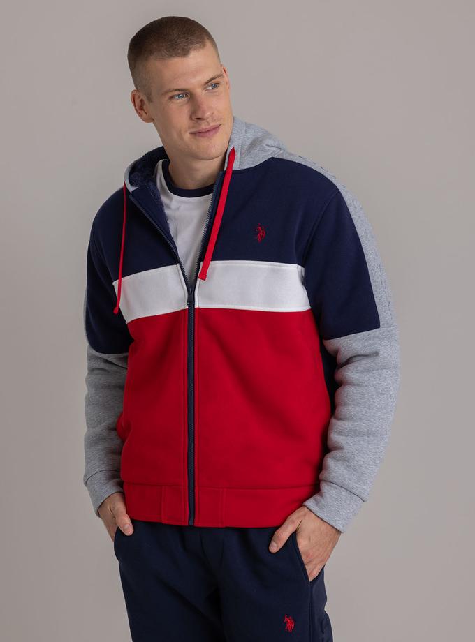 USPA EMBOSSED SHOULDER COLORBLOCK SHERPA HOODIE High Quality