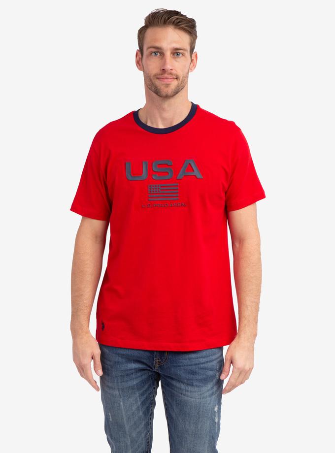 USPA EMBOSSED USA FLAG JERSEY T-SHIRT For Sale