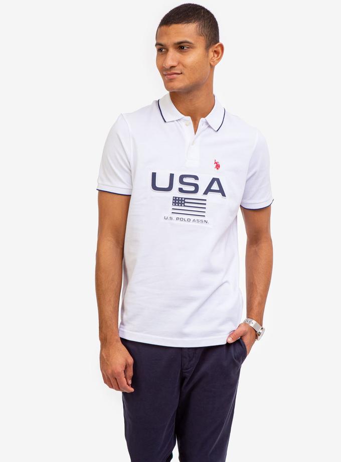 USPA EMBOSSED USA FLAG PIQUE POLO SHIRT Same Day Delivery