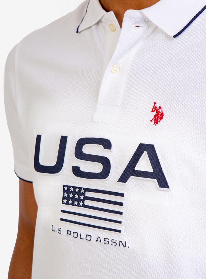 USPA EMBOSSED USA FLAG PIQUE POLO SHIRT Same Day Delivery