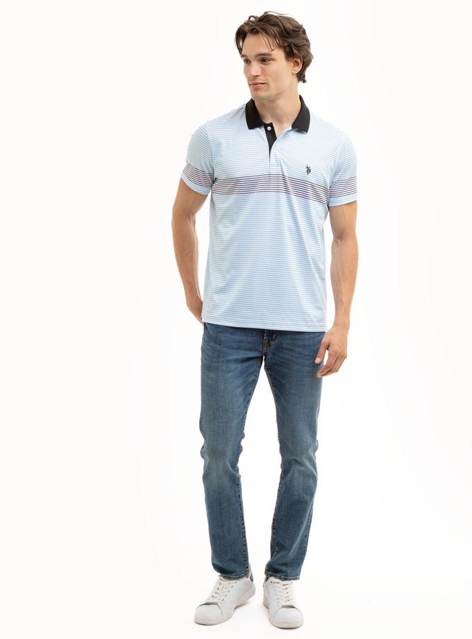 USPA ENGINEERED PRINTED STRIPE PERFORMANCE POLO SHIRT Same Day Delivery