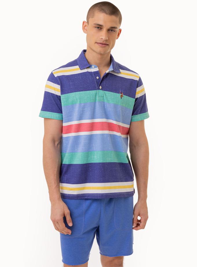 USPA ENGINEERED STRIPE MULTICOLOR LOGO POLO SHIRT Best Buy