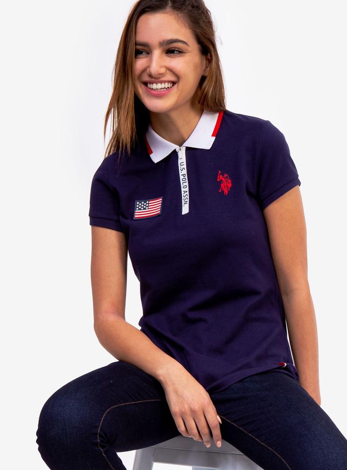 USPA FLAG ZIP-UP POLO SHIRT On Sale