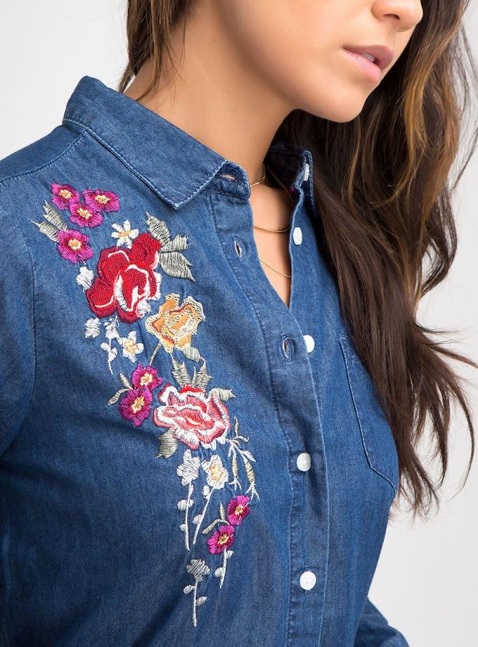 USPA FLORAL EMBROIDERED CHAMBRAY SHIRT New Arrival