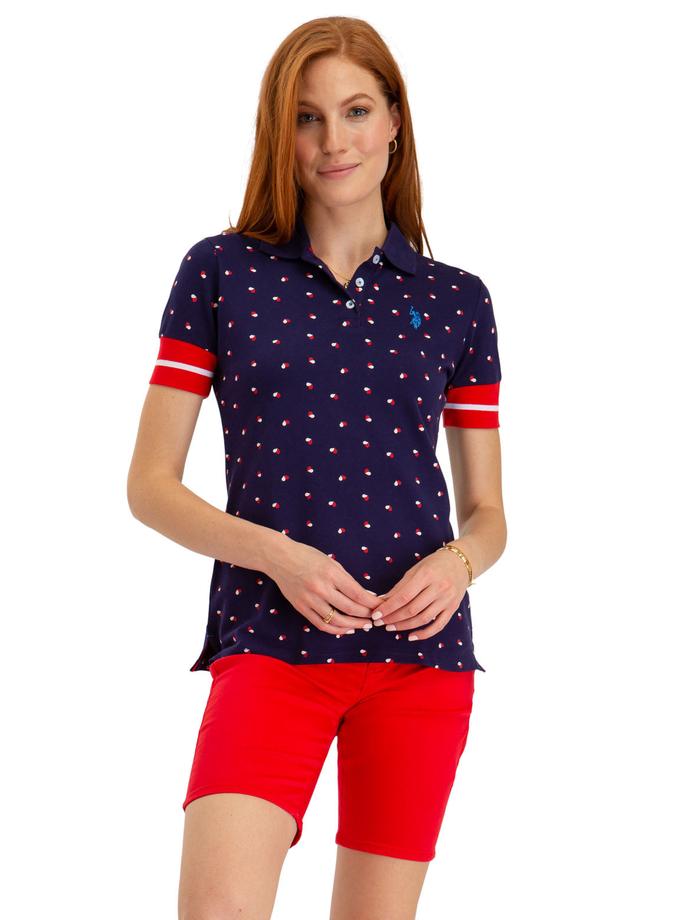 USPA FLORAL PRINT RIB SLEEVE POLO SHIRT Best Price