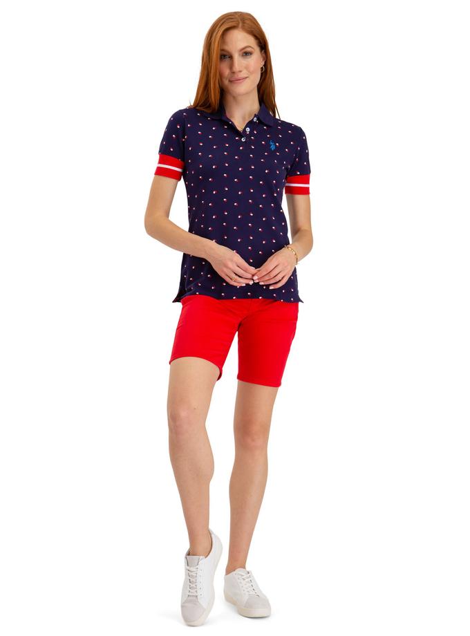 USPA FLORAL PRINT RIB SLEEVE POLO SHIRT Best Price