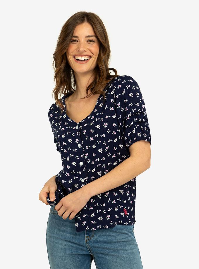 USPA FLORAL PRINT VOLUME SLEEVE TOP Best Price