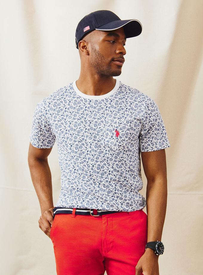 USPA FLORAL PRINTED CREW NECK T-SHIRT WITH POCKET Same Day Delivery