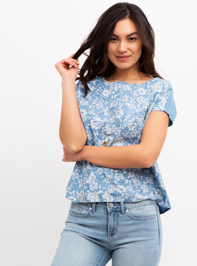 USPA FLORAL PRINTED DENIM TOP Best Seller