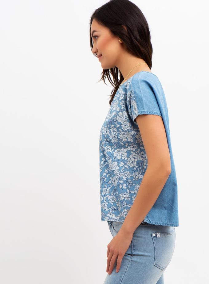 USPA FLORAL PRINTED DENIM TOP Best Seller