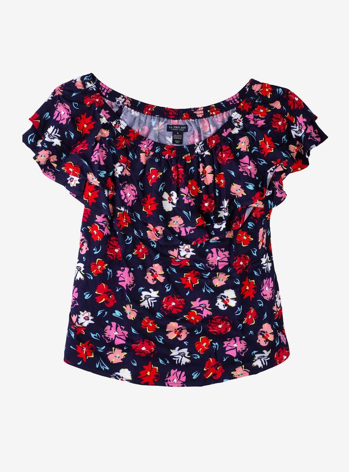 USPA FLORAL RUFFLE FRONT PEASANT TOP Best Seller