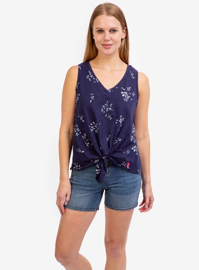 USPA FLORAL V-NECK FRONT TIE TANK TOP Same Day Delivery