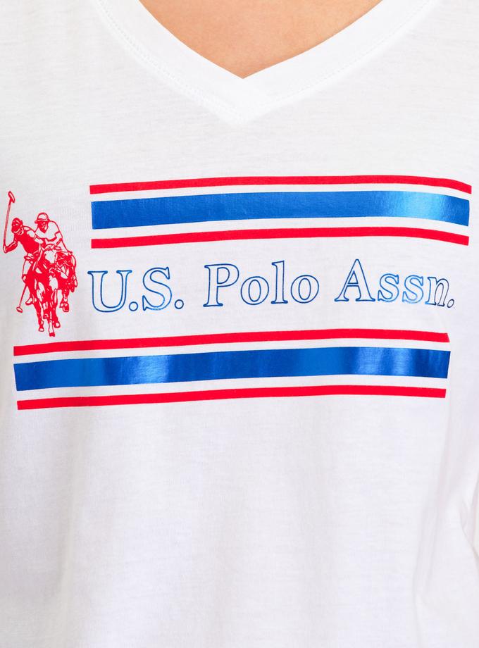 USPA FOIL STRIPED GRAPHIC T-SHIRT On Sale