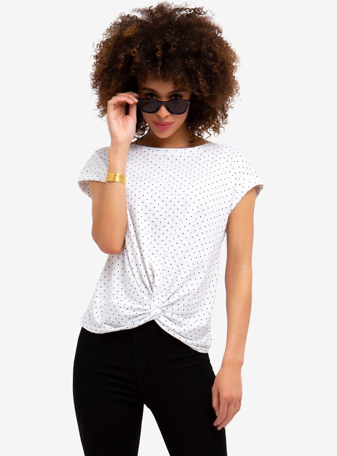 USPA FRONT TWIST DOTTED T-SHIRT On Sale