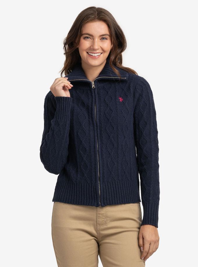 USPA FULL ZIP CABLE SWEATER Free shipping