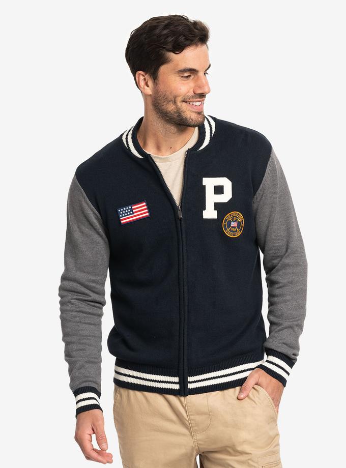 USPA FULL ZIP PATCH VARSITY SWEATER Free shipping