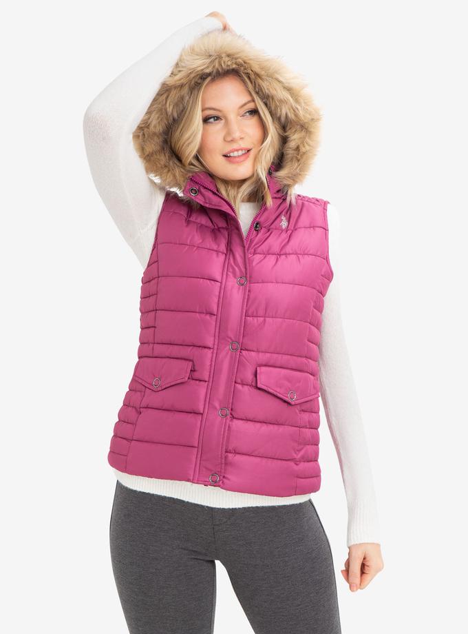 USPA FUR HOODED VEST Free shipping