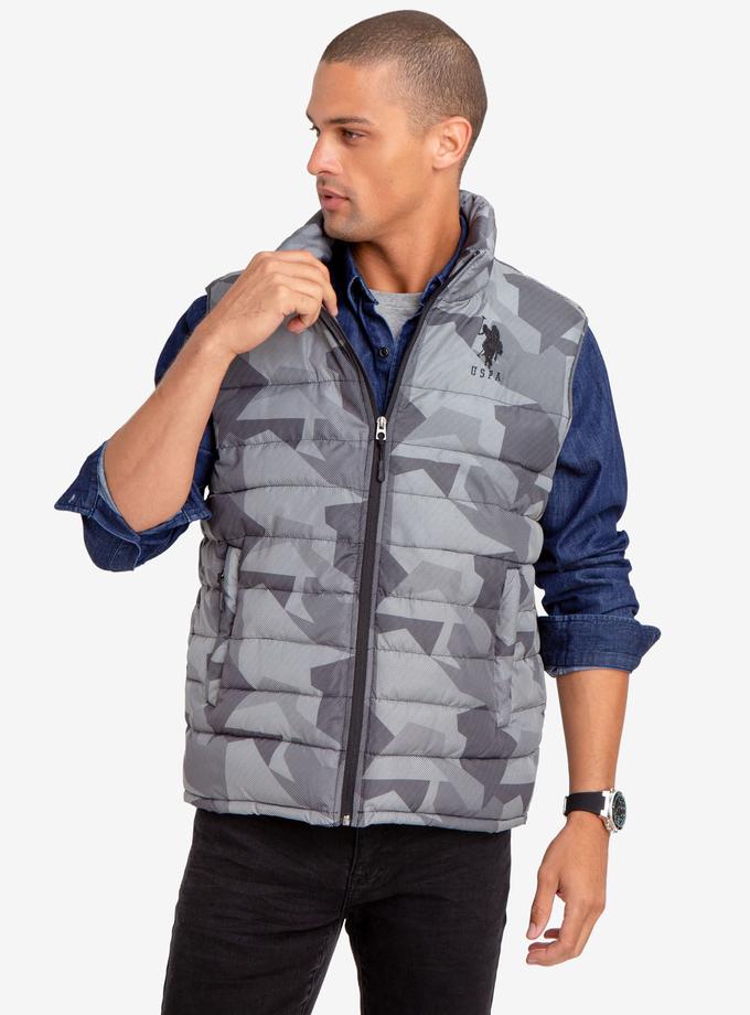 USPA GEOMETRIC CAMO PUFFER VEST Best Seller