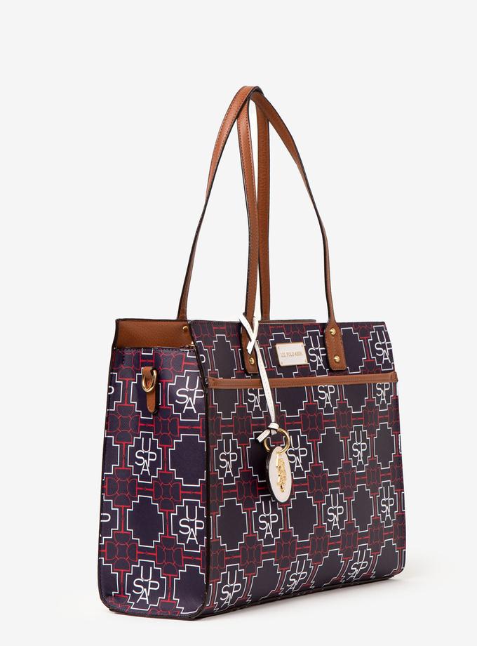 USPA GEOMETRIC PRINT TOTE BAG WITH CROSSBODY STRAP Same Day Delivery