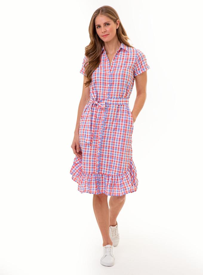 USPA GINGHAM RUFFLE HEM DRESS Same Day Delivery