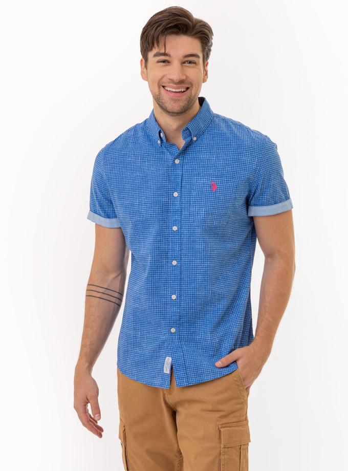 USPA GINGHAM SHORT SLEEVE SOLID SLUB POPLIN SHIRT On Sale