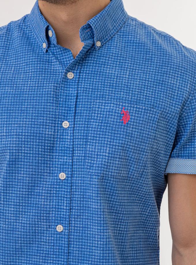 USPA GINGHAM SHORT SLEEVE SOLID SLUB POPLIN SHIRT On Sale