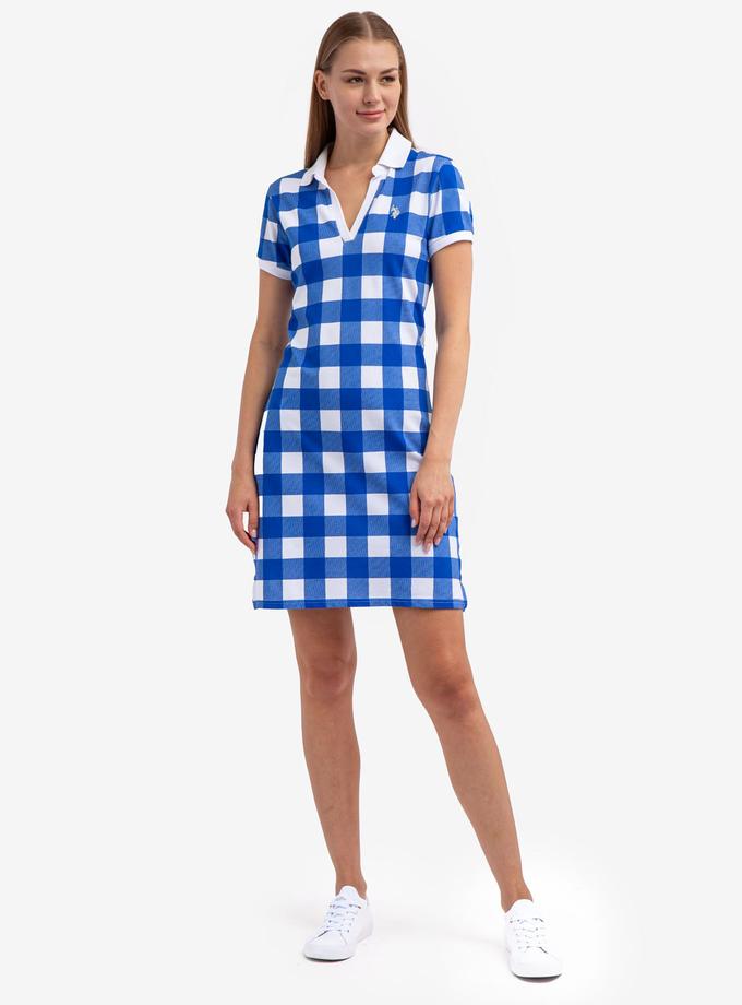 USPA GINGHAM SPLIT NECK POLO DRESS Best Seller