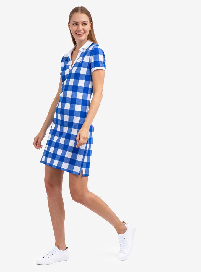 USPA GINGHAM SPLIT NECK POLO DRESS Best Seller