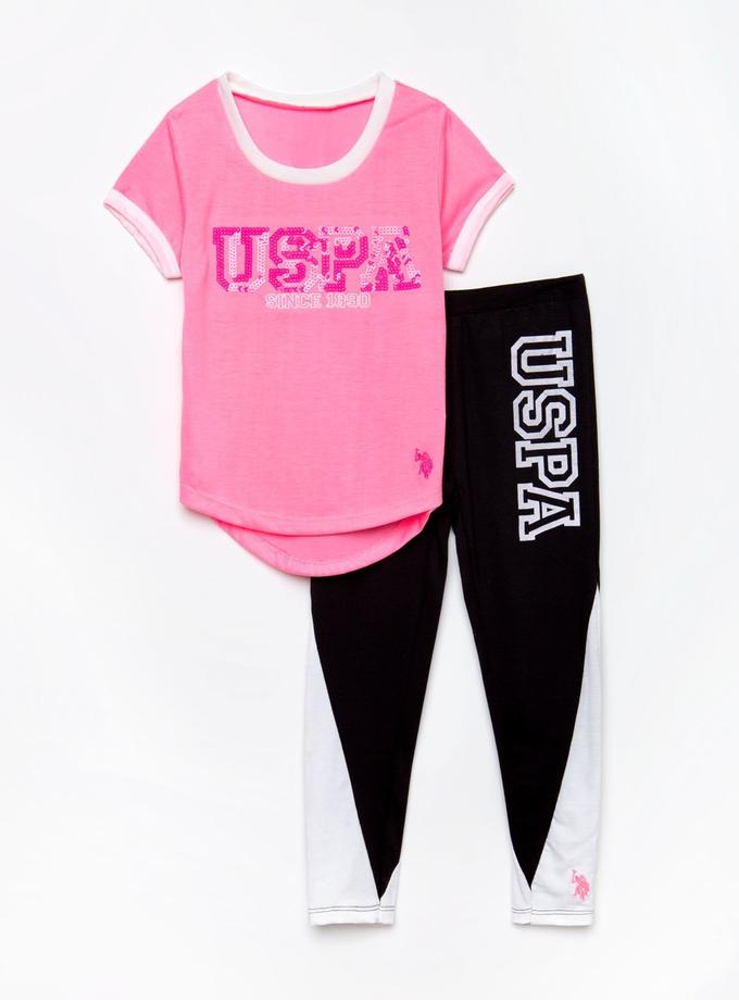 USPA GIRLS 2 PIECE SET - TEE & LEGGINGS New Arrival