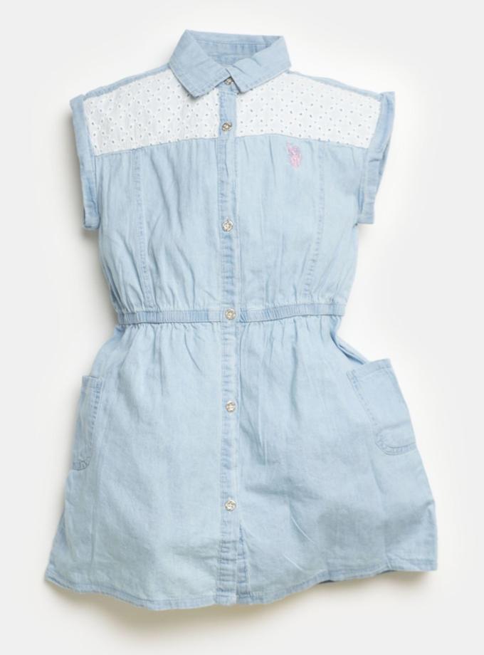 USPA Girls Woven Dress with Eyelet Detail Best Seller