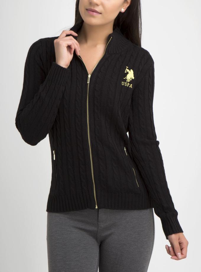 USPA Gold Logo Full Zip Cable Sweater Best Buy