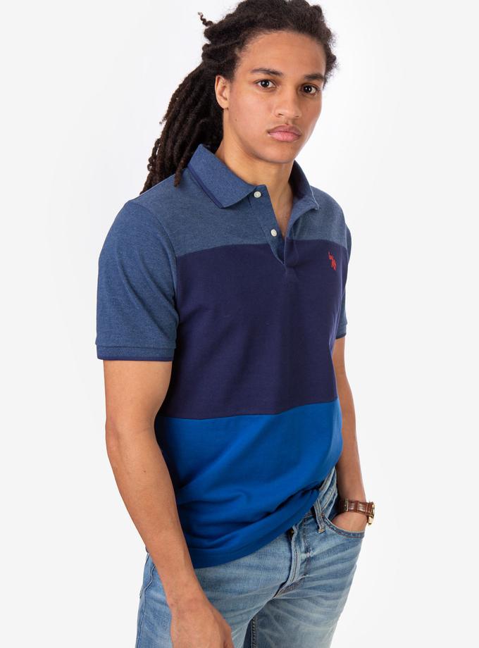 USPA HEATHER COLORBLOCK STRIPE POLO SHIRT New Arrival