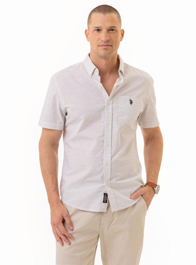 USPA HEATHER POPLIN SHORT SLEEVE SHIRT WITH POCKET High Quality