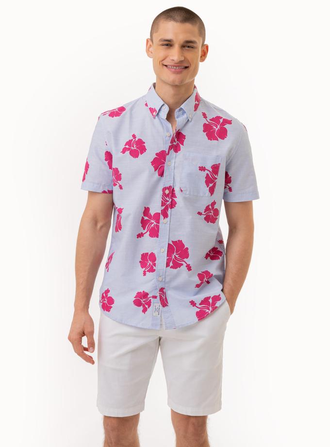 USPA HIBISCUS SHORT SLEEVE WOVEN SHIRT WITH POCKET Best Buy