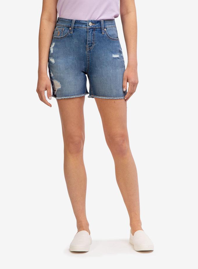 USPA HIGH RISE DESTRUCTED DENIM SHORTS Best Buy