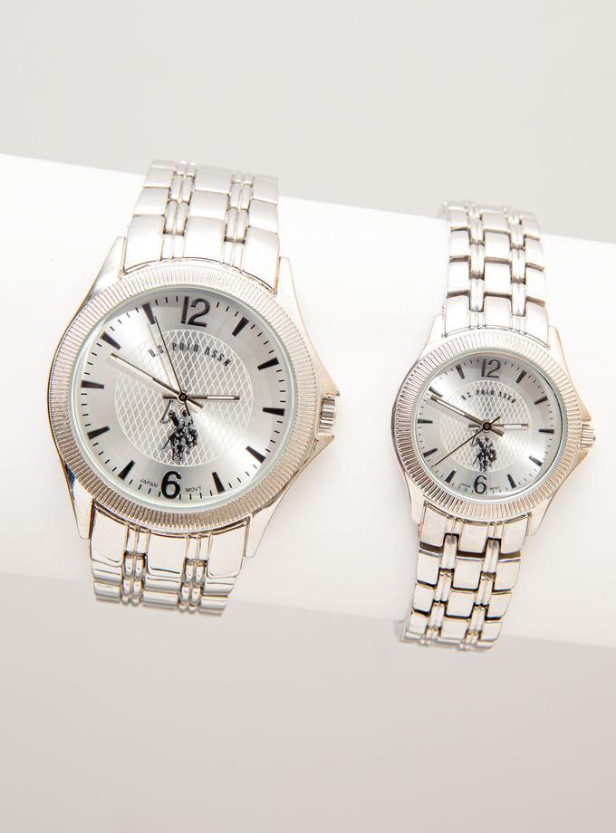 USPA HIS AND HER'S SILVERTONE WATCH SET On Sale