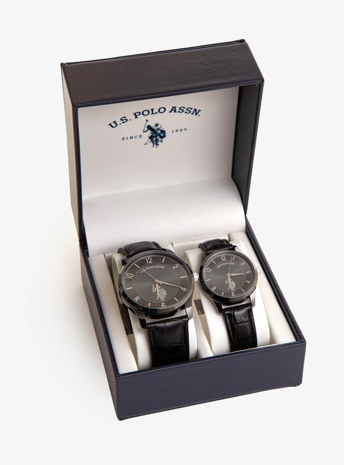 USPA HIS AND HERS CROC STRAP WATCH SET Same Day Delivery