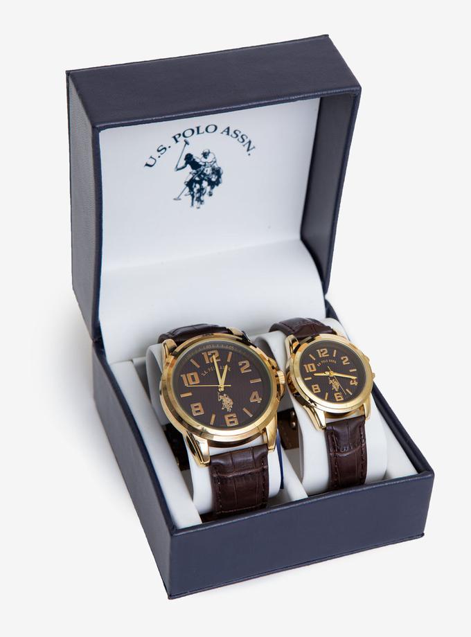 USPA HIS AND HERS CROCODILE STRAP WATCH SET Best Seller