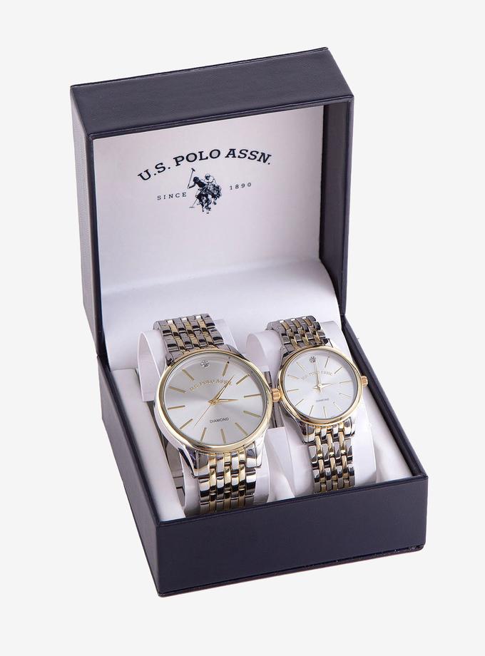 USPA HIS AND HERS DIAMOND MARKER WATCH SET Best Price