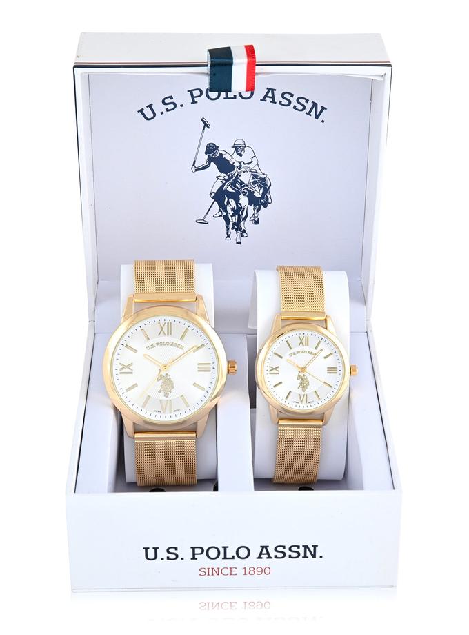 USPA HIS AND HERS GOLD MESH STRAP WATCH SET Free shipping