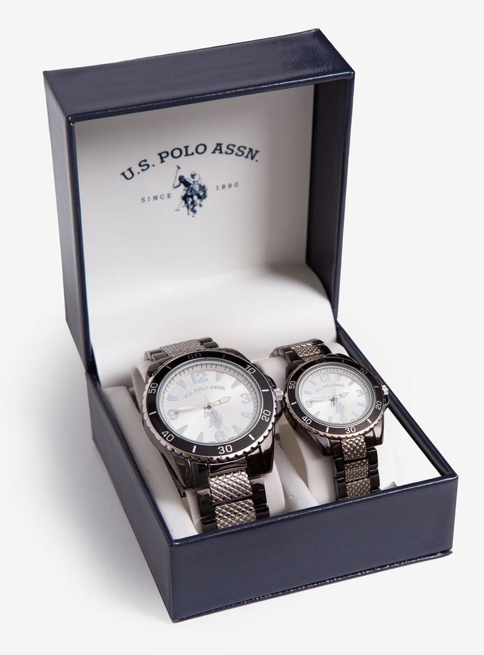 USPA HIS AND HERS GUNMETAL WATCH SET Best Price