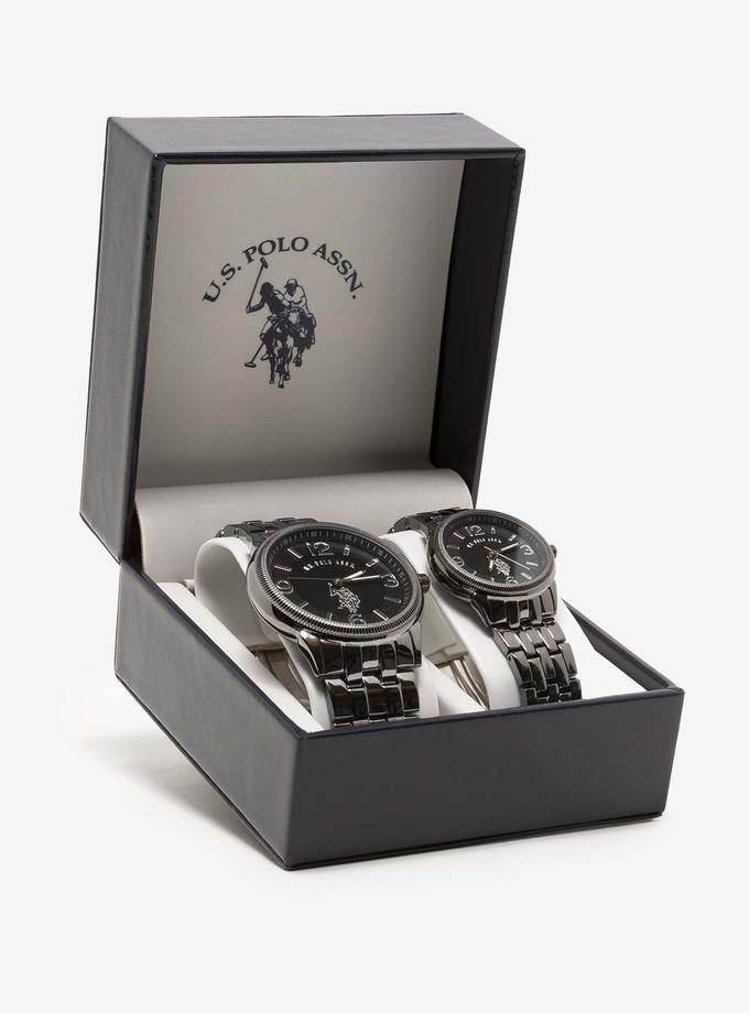 USPA HIS AND HERS GUNMETAL WATCH SET Free shipping