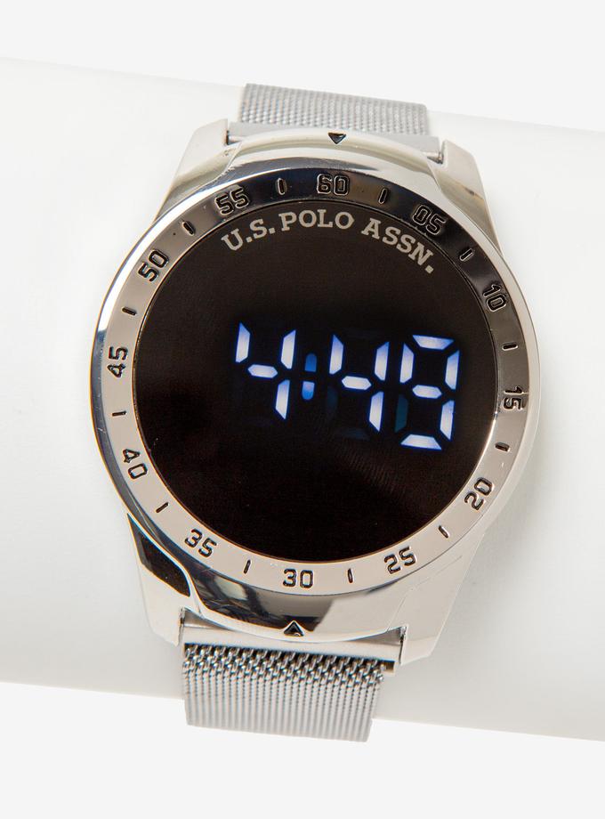 USPA HIS AND HERS SILVER MESH LED WATCH SET Same Day Delivery