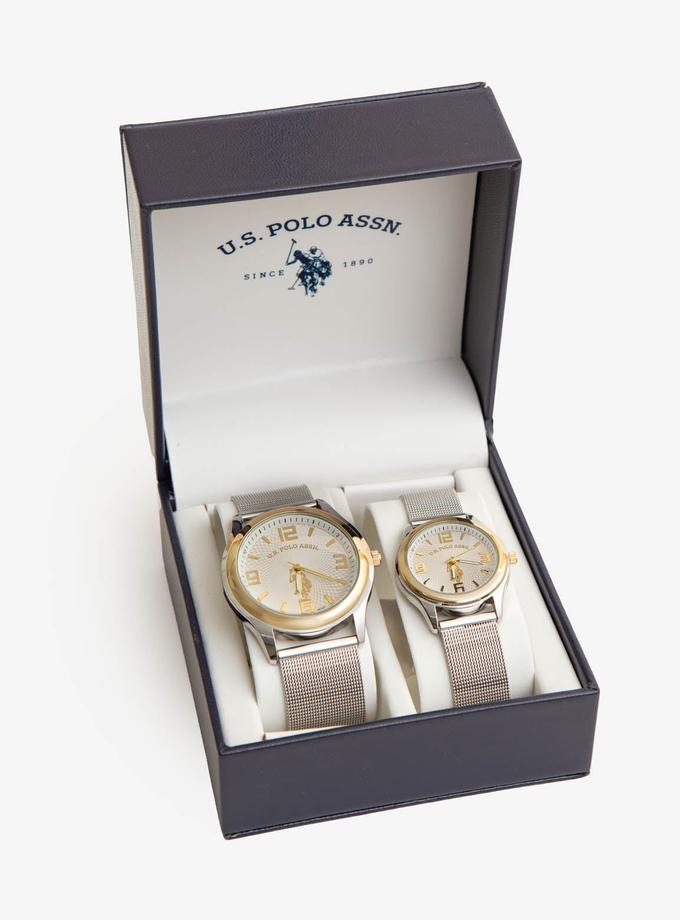 USPA HIS AND HERS SILVER MESH STRAP WATCH SET Best Price