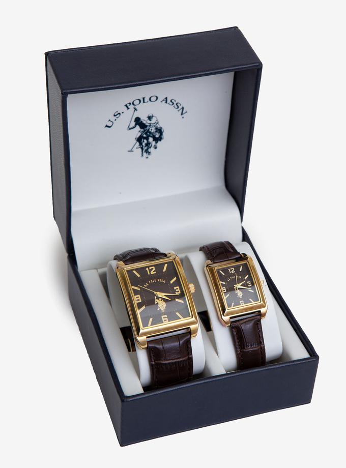 USPA HIS AND HERS SQUARE FACE WATCH SET Best Price