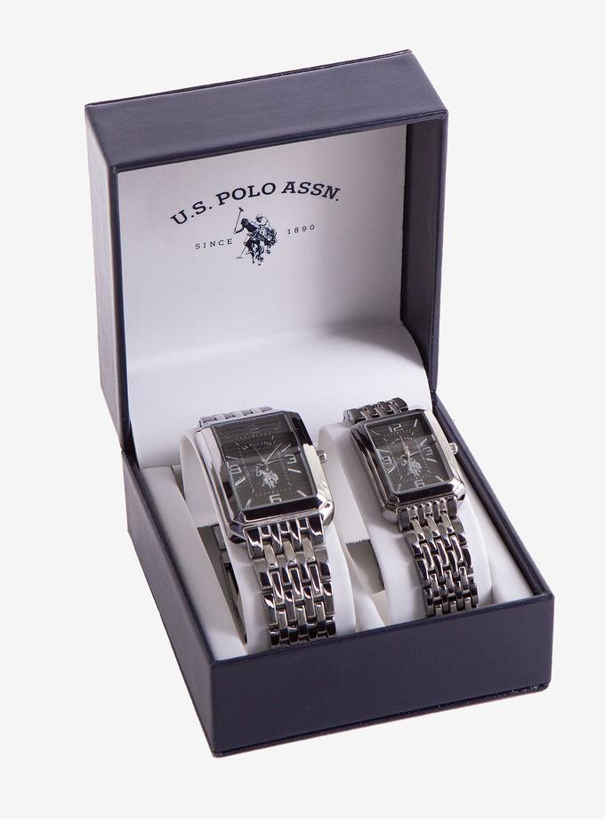 USPA HIS AND HERS SQUARE FACE WATCH SET For Sale