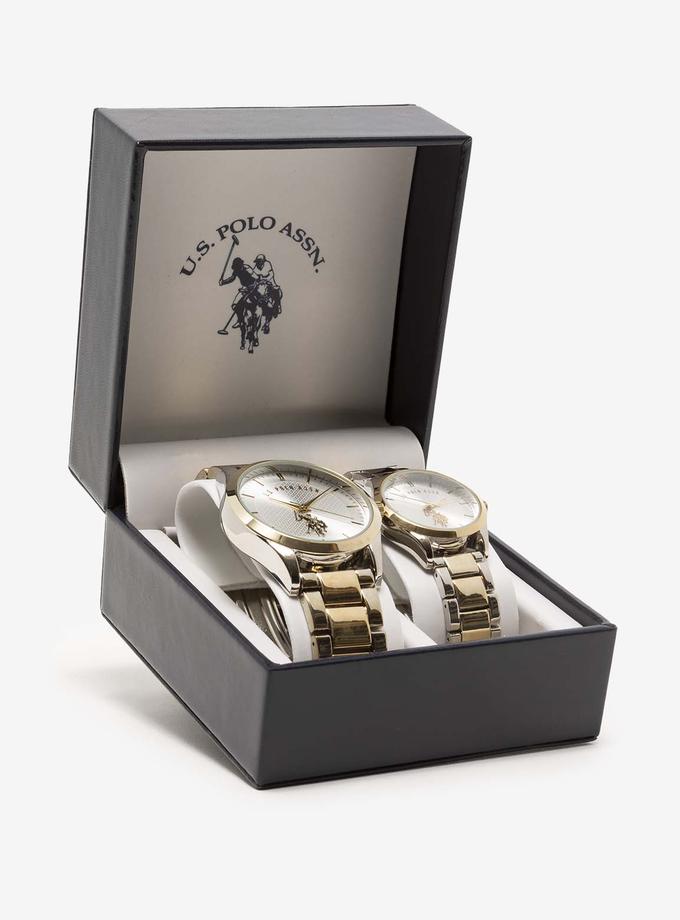 USPA HIS AND HERS TWO TONE WATCH SET High Quality