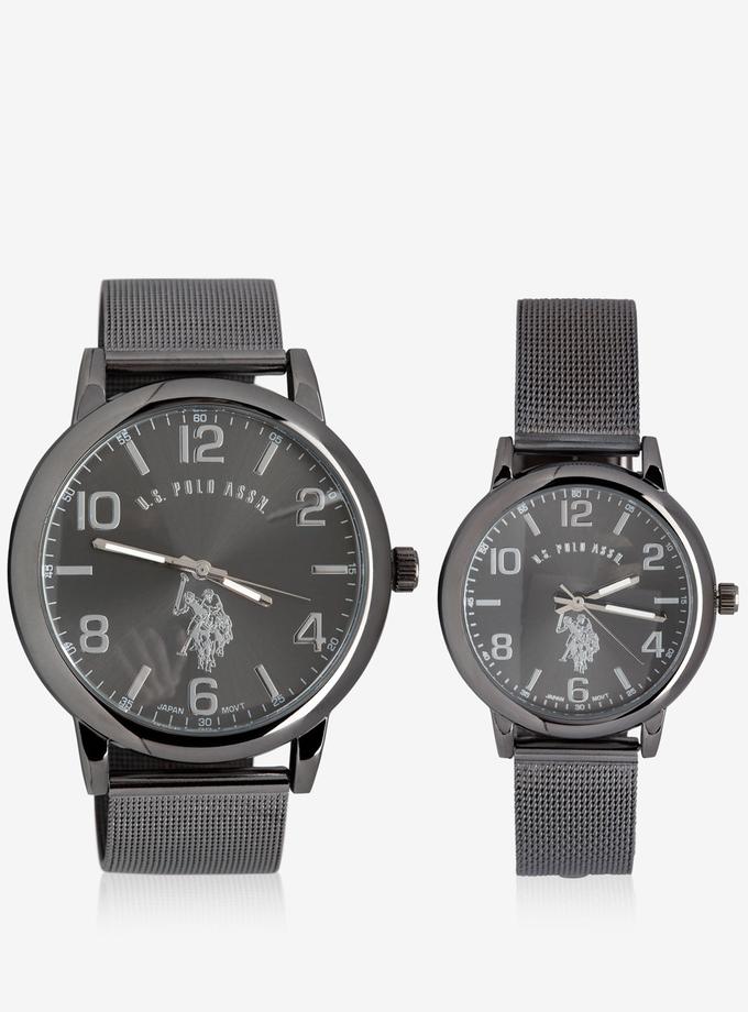 USPA HIS & HERS BLACK MESH STRAP WATCH SET New Arrival