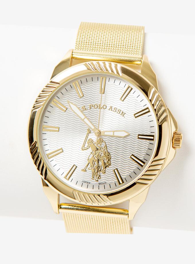 USPA HIS & HERS GOLD MESH STRAP WATCH SET For Sale